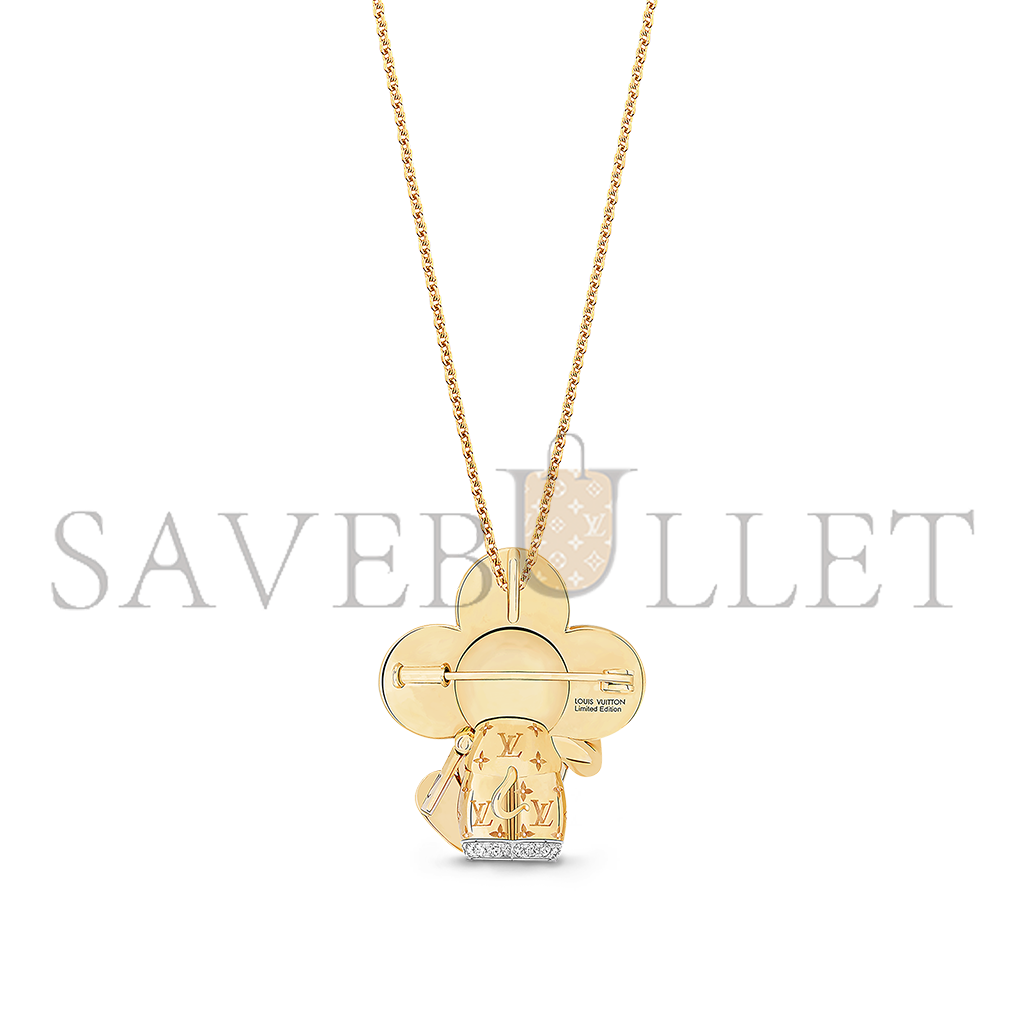 l**is v*t*n vivienne maneki neko pendant, 3 golds, lacquer & Di*m*nds q93901